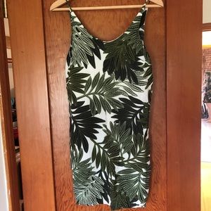 Topshop tank dress with palm pattern